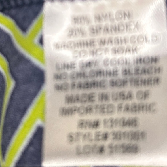 Jude Connally Green navy Geometric sleeveless mock neck Blouse size large - Picture 9 of 10